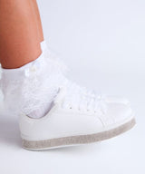 Sevva Witney Diamante Trim Ribbon Lace Trainers