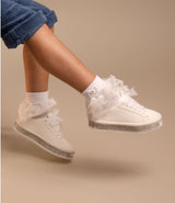 Sevva Witney Diamante Trim Ribbon Lace Trainers