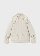 Mayoral Boys Stone Parka With Detachable Mitts & Hood 2467