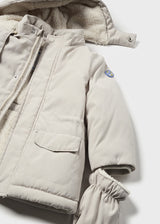 Mayoral Boys Stone Parka With Detachable Mitts & Hood 2467