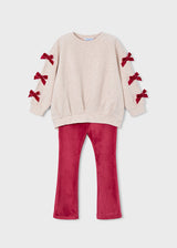 Mayoral Girls Red Velvet Legging Set 4725