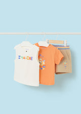 Mayoral Toddler Boys Tangerine 3 Piece T-shirt & Shorts Set 1658