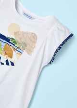 Mayoral Girls Beach Navy Trim T-Shirt 3096