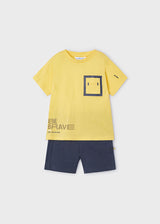 Mayoral Boys Yellow & Slate Be Brave Short Set 3601