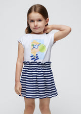 Mayoral Girls Navy Striped Skirt & T-Shirt Set 3958