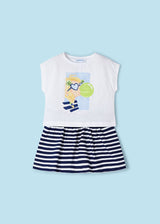 Mayoral Girls Navy Striped Skirt & T-Shirt Set 3958