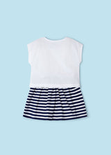 Mayoral Girls Navy Striped Skirt & T-Shirt Set 3958