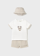 Mayoral Baby Boys Natural Striped Short Set With Hat 1201