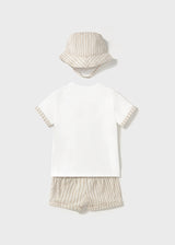 Mayoral Baby Boys Natural Striped Short Set With Hat 1201