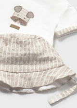 Mayoral Baby Boys Natural Striped Short Set With Hat 1201
