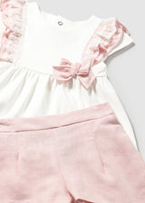 Mayoral Toddler Girls Pink Frilled Short Set 1236