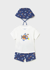 Mayoral Toddler Boys Under The Sea Short Set & Bucket Hat 1667