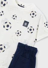 Mayoral Boys Football Print T-Shirt & Shorts Set 3607