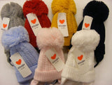 Kinder All Over Cable Knit Pom Pom Hats KH010