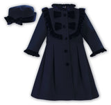 Sarah Louise Red Velvet Trim Coat With Matching Hat 03167