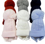 Kinder All Over Cable Knit Pom Pom Hats KH010