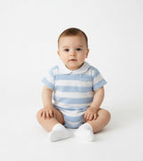 Sardon Waffle Blue & White Striped Romper 502