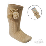 Soft Touch Knee Length Pom Pom Socks S355