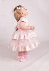 Beau Kid Pink Brocade Tulle Tiered Occasion Dress 55110