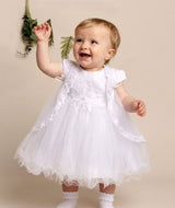 Baby Girls White Tulle Christening Dress Set - Faith
