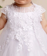 Baby Girls White Tulle & Lace Christening Dress-Bonnie