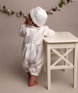 Royal Pintuck 2-Piece Christening Romper & Hat Set