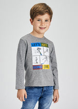 Mayoral Boys grey long sleeve graphic T-Shirt 4078