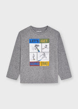Mayoral Boys grey long sleeve graphic T-Shirt 4078