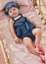 Mayoral Baby Girls Soft Denim Frilled Romper 1683