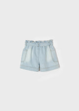 Mayoral Girls Faded Denim Paper Bag Shorts 3273