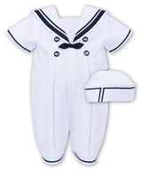 Sarah Louise baby boys sailor romper with hat C6002