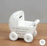 Bambino By Juliana White Resin Pram Bank