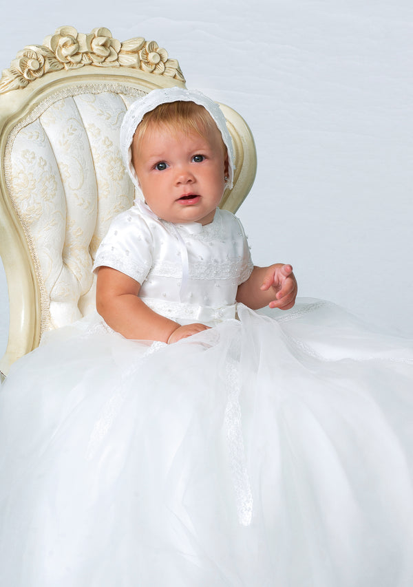 Sarah Louise Christening Robe With Matching Bonnet 001149