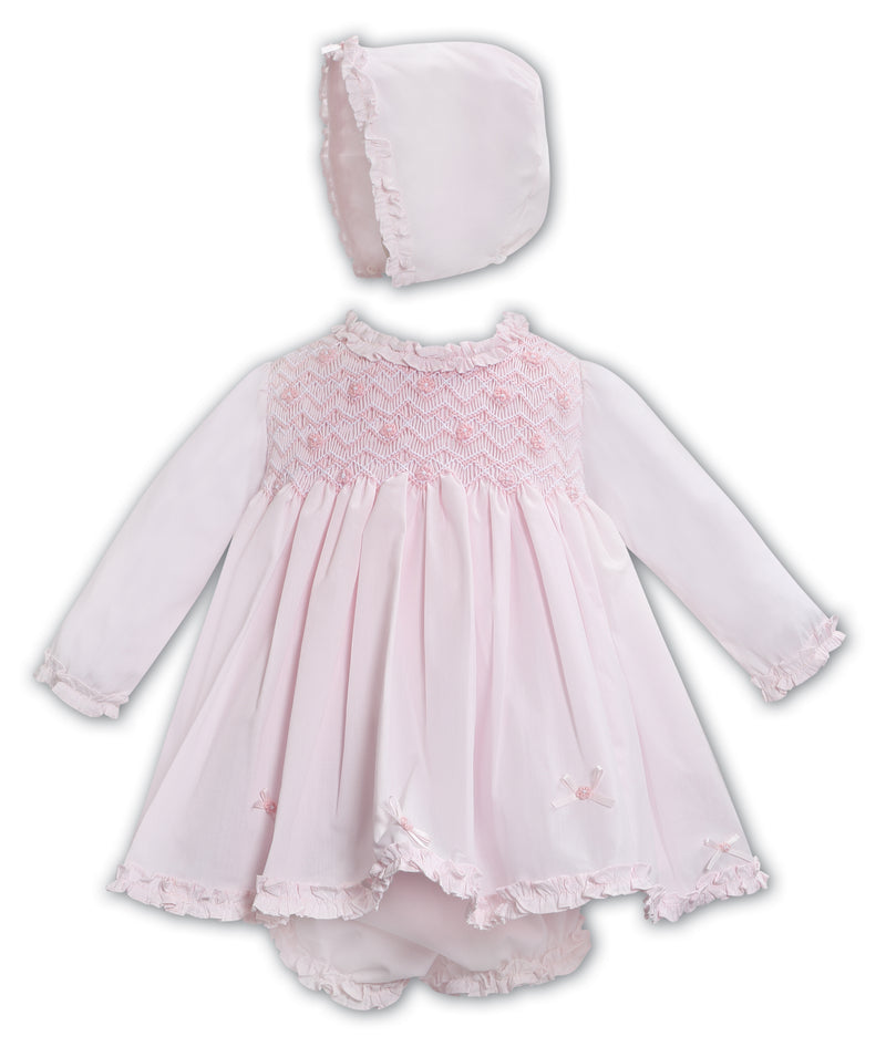 Sarah Louise Long Sleeve Smocked Dress, Pants & Bonnet 013347