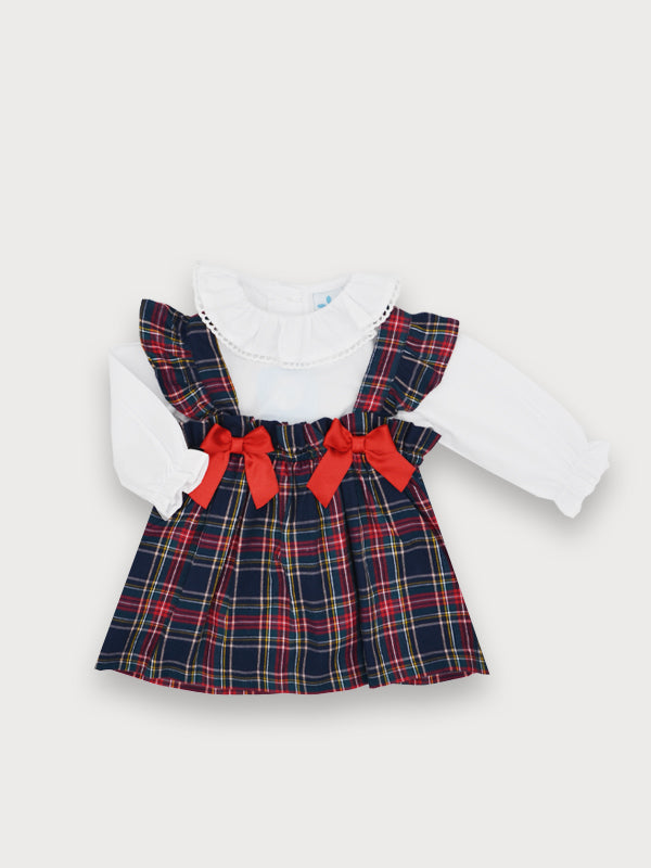 Sardon Tartan Pinafore Dress & Frilled Shirt Set 09