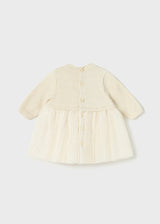 Mayoral Baby Girls Champagne Pleated Knit/Tulle Dress 2858