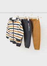 Mayoral Toddler Boy's 3 Piece Mustard Stripe Hooded Jog Set 2878