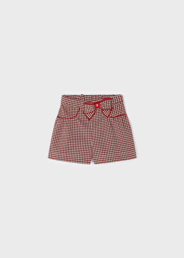 Mayoral Girl's Red Dogtooth Shorts 4906