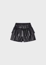 Mayoral Girl's Tiered Leathered Shorts 4908
