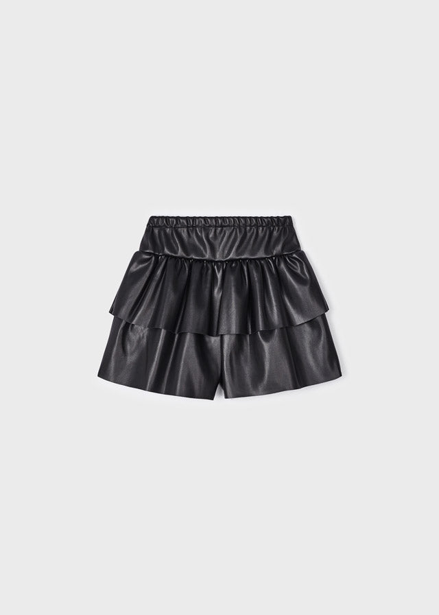 Mayoral Girl's Tiered Leathered Shorts 4908