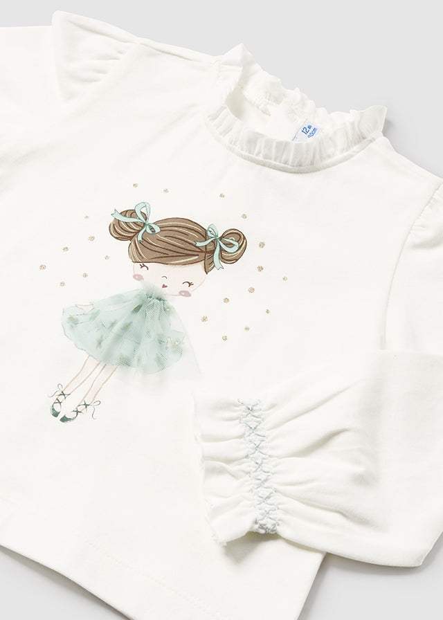 Mayoral Toddler Girls Mint Tutu Long Sleeve Top 2048