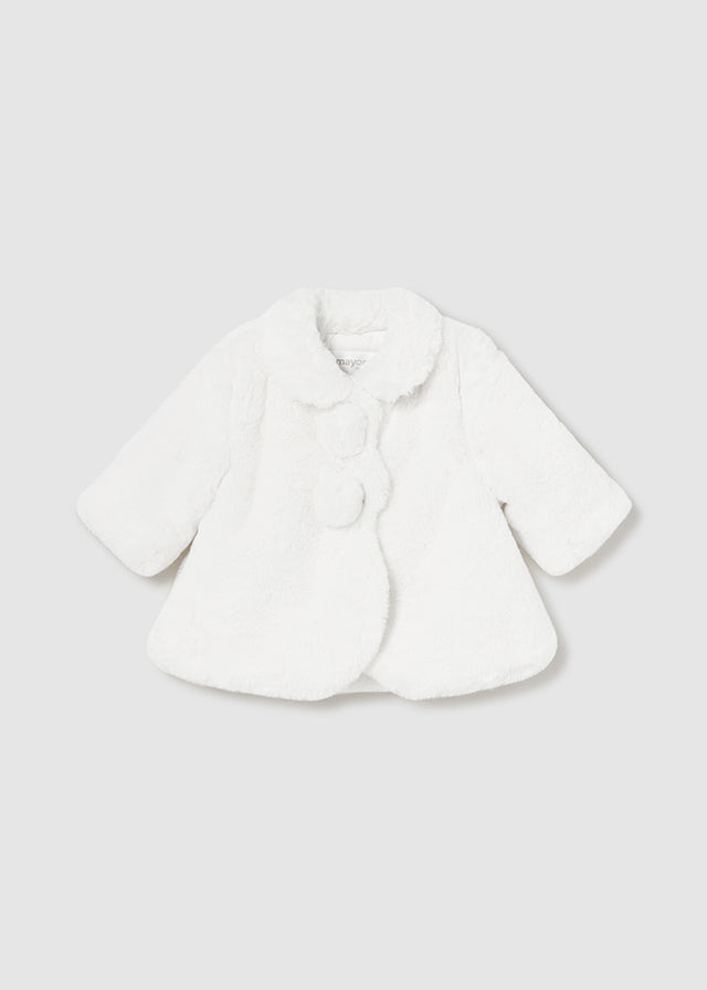 Mayoral Baby Girls White Faux Fur Coat 2451