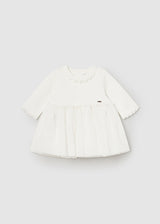 Mayoral Baby Girls Off White Knit/Tulle Dress 2806