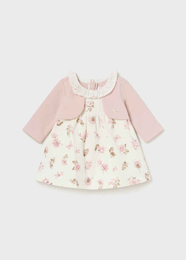 Mayoral Baby Girls Robin Dress With Attached Cardigan 2884