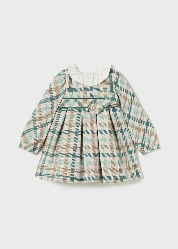 green plaid dress toddler girl Toddler/ Kid Girl 2pcs Solid Jacket and Plaid Dress Set Dark Green