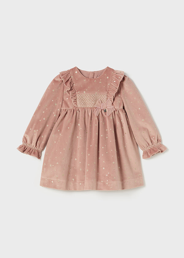 Mayoral Toddler Girls Salmon Pink Velvet Dress 2904