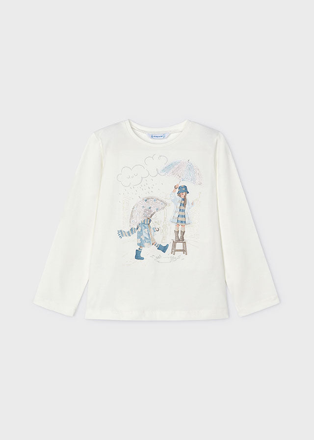 Mayoral Girls Blue Rain Cloud Long Sleeve Top 4067