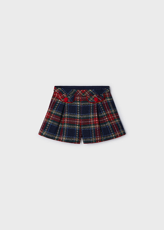 Mayoral Girls Navy/Cherry Plaid Shorts 4217