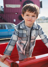 Mayoral Boys Steel Plaid Lined Overshirt 4462