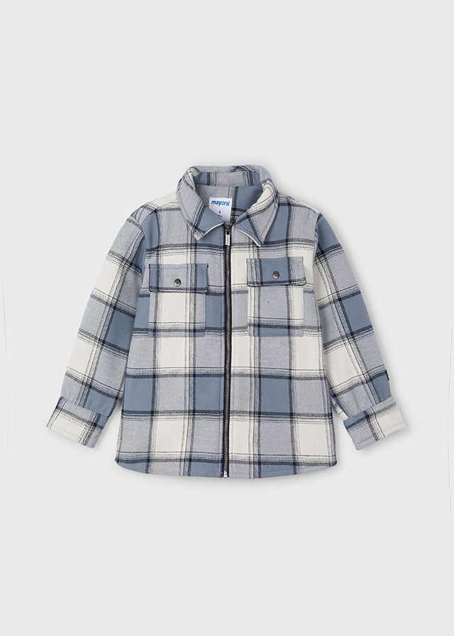 Mayoral Boys Steel Plaid Lined Overshirt 4462